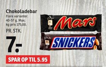 SPAR Chokoladebar tilbud