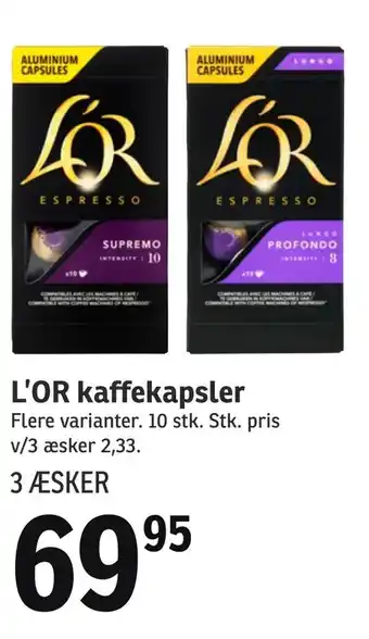SPAR L'OR kaffekapsler tilbud