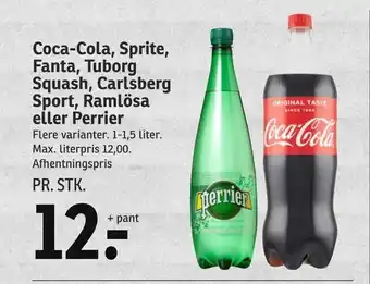 SPAR Coca-Cola, Sprite, Fanta, Tuborg Squash, Carlsberg Sport, Ramlösa eller Perrier tilbud