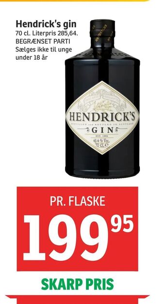 SPAR Hendrick's gin tilbud