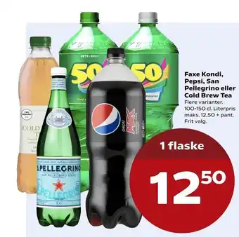 SuperBrugsen Faxe Kondi, Pepsi, San Pellegrino eller Cold Brew Tea tilbud