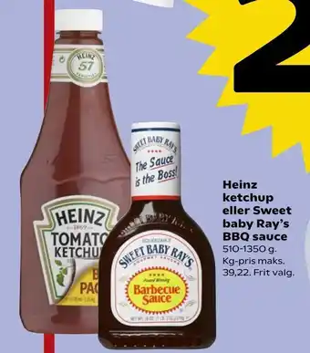 SuperBrugsen Heinz ketchup eller Sweet baby Ray's BBQ sauce tilbud
