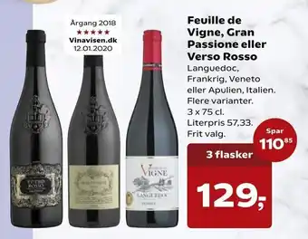 SuperBrugsen Feuille de Vigne, Gran Passione eller Verso Rosso tilbud