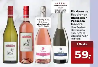 SuperBrugsen Flaxbourne Sauvignon Blanc eller Prosecco Isadora tilbud