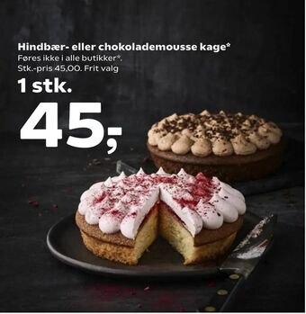 Hindbær- eller chokolademousse kage