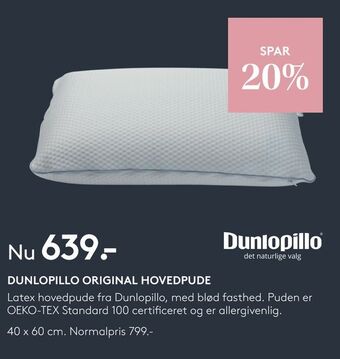 SengeSpecialisten Dunlopillo original hovedpude tilbud