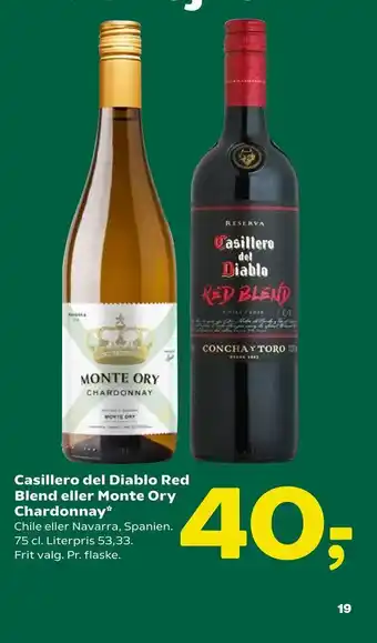 Coop 365 Casillero del Diablo Red Blend eller Monte Ory Chardonnay tilbud