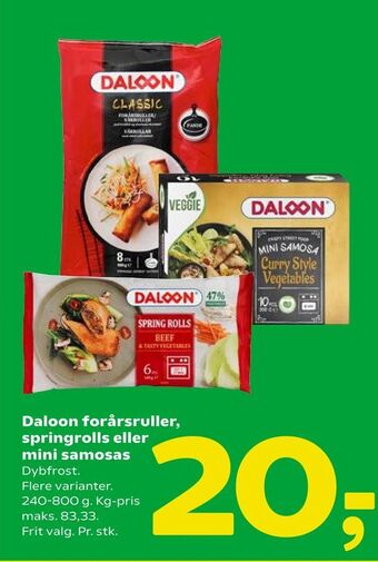 Coop 365 Daloon forårsruller, springrolls eller mini samosas tilbud