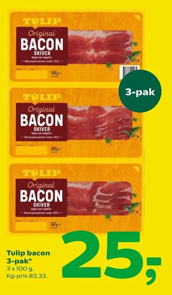 Coop 365 Tulip bacon 3-pak tilbud