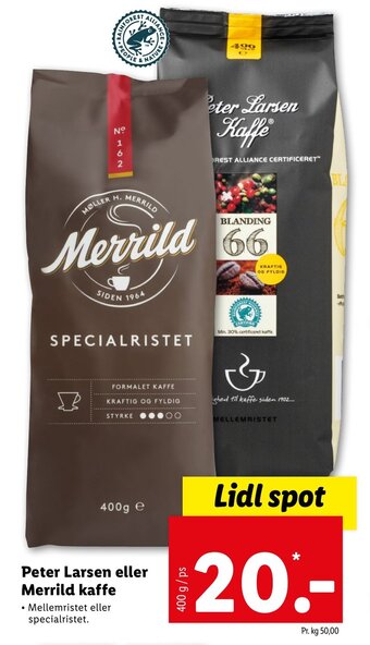 Lidl Peter Larsen Eller Merrild Kaffe 400g tilbud