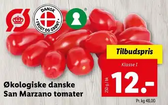 Lidl Økologiske Danske San Marzano Tomater 250g tilbud