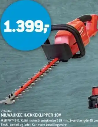 XL-BYG Milwaukee Hækkeklipper 18V 2269145 tilbud