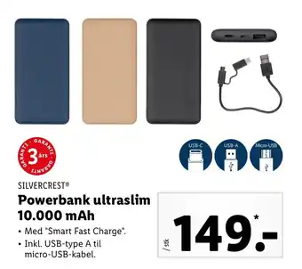 Lidl Powerbank Ultraslim 10.000 mAh tilbud