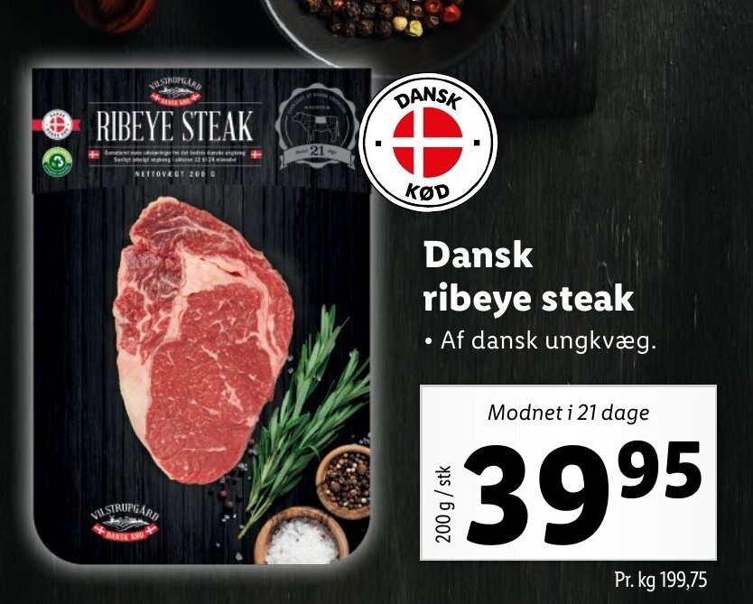 Dansk Ribeye Steak 200g tilbud hos Lidl