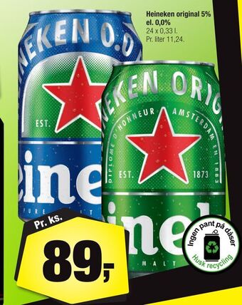 Calle Heineken original 5% el. 0,0% tilbud