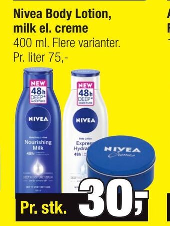 Calle Nivea Body Lotion, milk el. creme tilbud