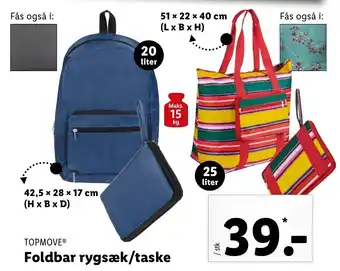 Lidl Foldbar Rygsæk/taske tilbud