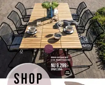 Ilva Rinnan havebord med 6 stk. Branco havestole tilbud