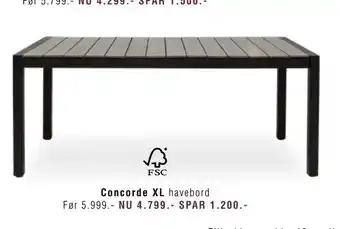 Ilva Concorde XL havebord tilbud