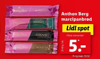 Lidl Anthon Berg Marcipanbrød 33-40 g tilbud