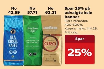 Dagli'Brugsen Spar 20 % på udvalgte hele bønner tilbud