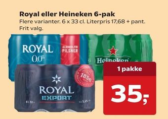 Dagli'Brugsen Royal eller Heineken 6-pak tilbud