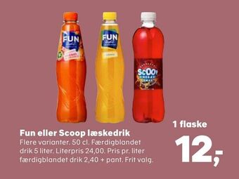 Kvickly Fun eller Scoop læskedrik tilbud