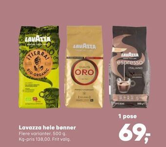 Kvickly Lavazza hele bønner tilbud