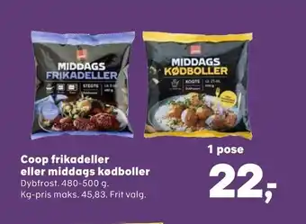 Kvickly Coop frikadeller eller middags kødboller tilbud
