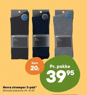 Kvickly Herre strømper 3-pak tilbud