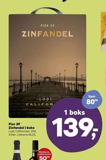 Kvickly Pier 39 Zinfandel i boks tilbud