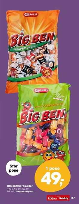 Kvickly BIG BEN karameller tilbud