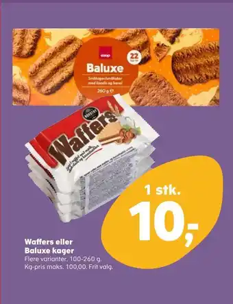 Kvickly Waffers eller Baluxe kager tilbud