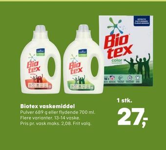 Kvickly Biotex vaskemiddel tilbud