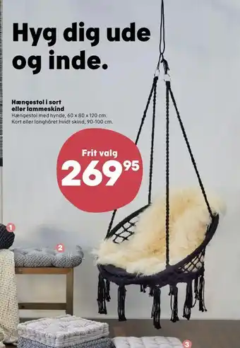 Kvickly Hængestol i sort eller lammeskind tilbud