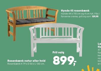 Kvickly Rosenbænk natur eller hvid tilbud