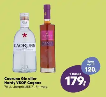 Kvickly Caorunn Gin eller Hardy VSOP Cognac tilbud