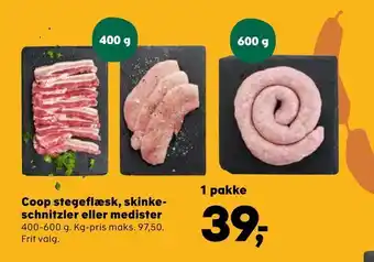 SuperBrugsen Coop stegeflæsk, skinke schnitzler eller medister tilbud