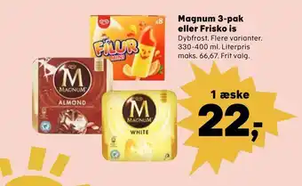 SuperBrugsen Magnum 3-pak eller Frisko is tilbud