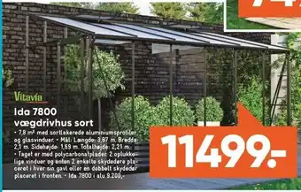 Ida 7800 vægdrivhus sort