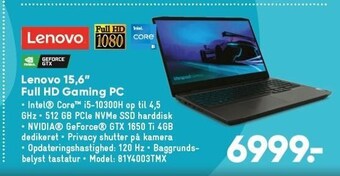 Bilka Lenovo 15,6" full HD gaming PC tilbud