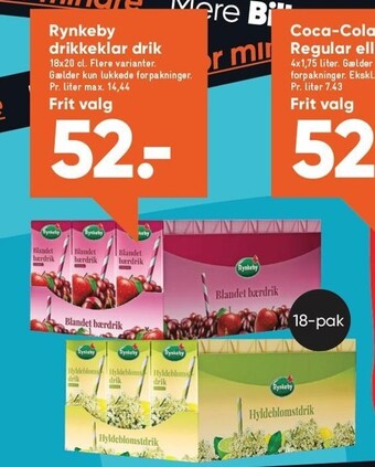 Bilka Rynkeby drikkeklar drik tilbud