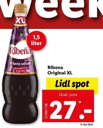 Lidl Ribena Original XL 1,5L tilbud