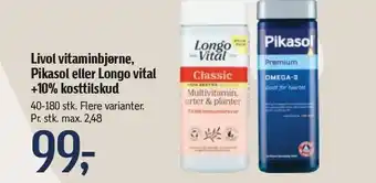Føtex Livol vitaminbjørne, Pikasol eller Longo vital +10% kosttilskud tilbud