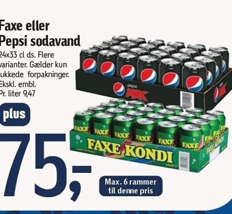 Føtex Faxe eller Pepsi sodavand tilbud