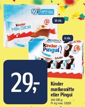 Føtex Kinder mælkesnitte eller Pingui tilbud