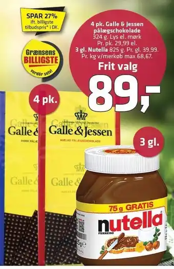 Fleggaard 4 pk. Galle & Jessen pålægschokolade tilbud