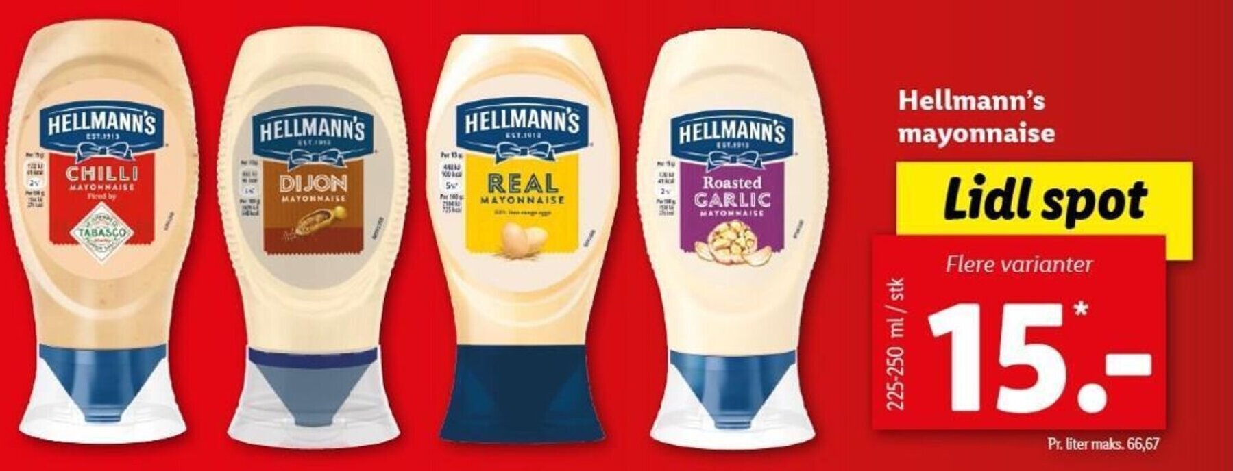 Hellmann's Mayonnaise 225250ml tilbud hos Lidl