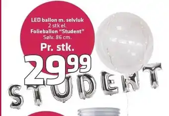 LED ballon m. selvluk el. folieballon "Student"
