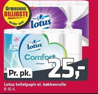 Lotus toiletpapir el. køkkenrulle